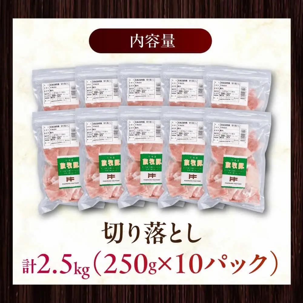 放牧豚 切落し 計2.5kg（250g×10） 精肉 スライス 小分け 冷凍 北海道 [AXBA120]