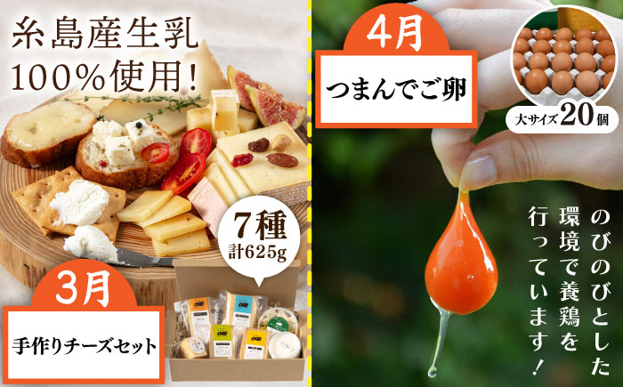 【全12回定期便】糸島ガッツリお楽しみ定期便（水炊き / しゃぶしゃぶ / チーズ / 卵 / ヨーグルト / ウインナー / 野菜 / お茶漬け / 明太子 / スイーツ / 牛肉 / 豚肉 ）  