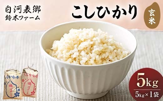 令和7年産米 白河表郷 コシヒカリ 玄米 5kg 米 コメ ごはん ご飯 食品 F24R-200