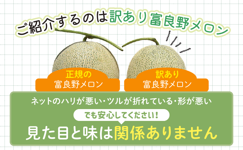 【2026年7月中旬～発送】※訳あり※ 富良野 メロン 約4kg〈2玉～4玉入り〉北海道 富良野市(スイートベジタブルファクトリー) メロン フルーツ 果物 新鮮 甘い 贈り物 ギフト 道産 ジューシ