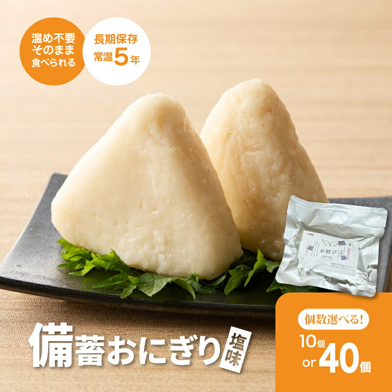 【ふるさと納税】備蓄おにぎり 天使のお結び塩味 （1パック2個入り） - 10個/40個 非常食 そのまま 水不要 5年保存 災害 防災 食品 非常食おにぎり 携帯おにぎり にぎらず ストック 水なし 備蓄用おにぎり 防災おにぎり 長期保存 しお味 常温 送料無料 【宮崎県木城町】