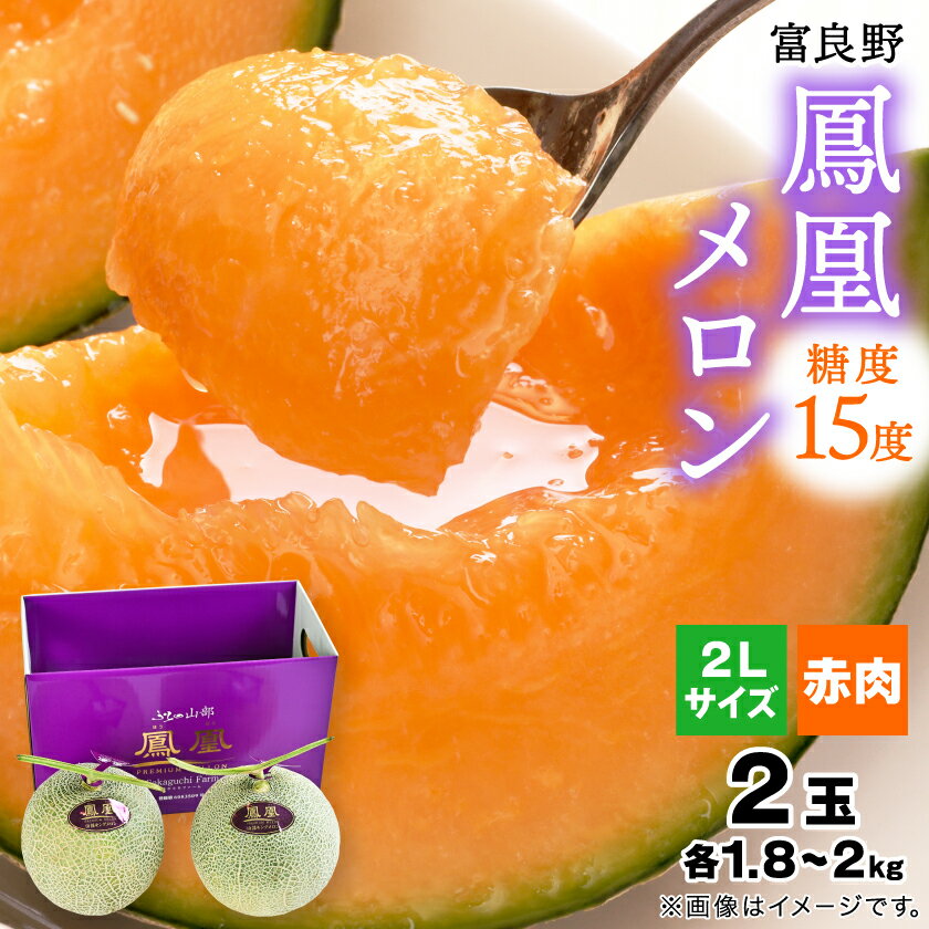 【ふるさと納税】【2026年発送】糖度15度 富良野鳳凰メロン(赤肉)　2玉　各1.8～2kg(2Lサイズ)_ メロン めろん 富良野メロン 富良野めろん 北海道 富良野市 果物 フルーツ くだもの ふるーつ 青果 果実 甘い 旬 専門店 希少 品種 ギフト 贈答 鳳凰 糖度 定番 プレ【1403669】