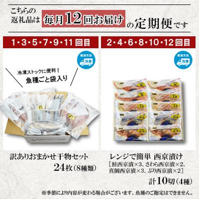 ふるさと納税 長崎市 【毎月定期便】味くらべ訳あり干物&西京漬け全12回 |  | 01