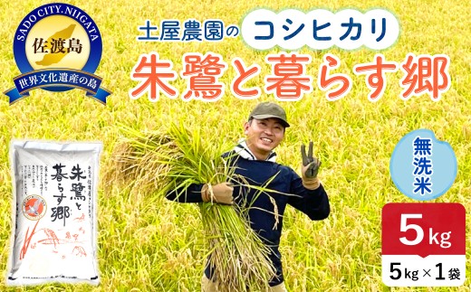 佐渡島産コシヒカリ「朱鷺と暮らす郷」無洗米5kg 令和7年産 特別栽培米 朱鷺と暮らす郷づくり認証米 土屋農園 | 新潟県産コシヒカリ 新潟産コシヒカリ 佐渡産コシヒカリ 新潟県産こしひかり 佐渡産こしひかり 朱鷺認証米 とき お米 米 こしひかり 無洗米 むせんまい 精米 おこめ コメ 5キロ にいがた さど 新潟県 佐渡市