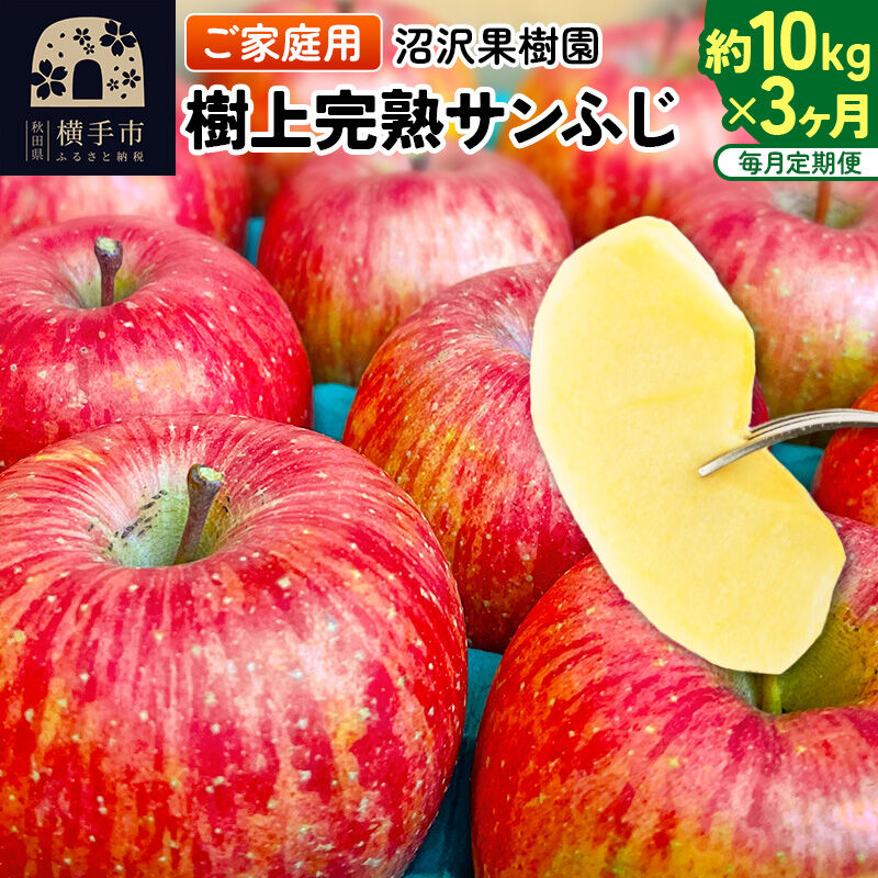 【先行受付】12月上旬より発送 《定期便3ヶ月》樹上完熟サンふじ ご家庭用 約10kg（1回26～46玉前後）×3回 計30kg 3か月 3ヵ月 3カ月 3ケ月 [先行予約 サンふじ サンフジ 林檎 リンゴ 家庭用 不揃い 定期便 【りんご】特集]