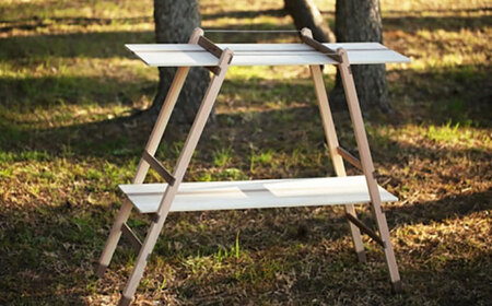 ひのきのキャンプ用ダブルラック / アウトドア アウトドアグッズ キャンプ ラック 棚 ひのき ウォールナット 人気 おすすめ 【196｜ひのきのキャンプ用品】[ATBG005]