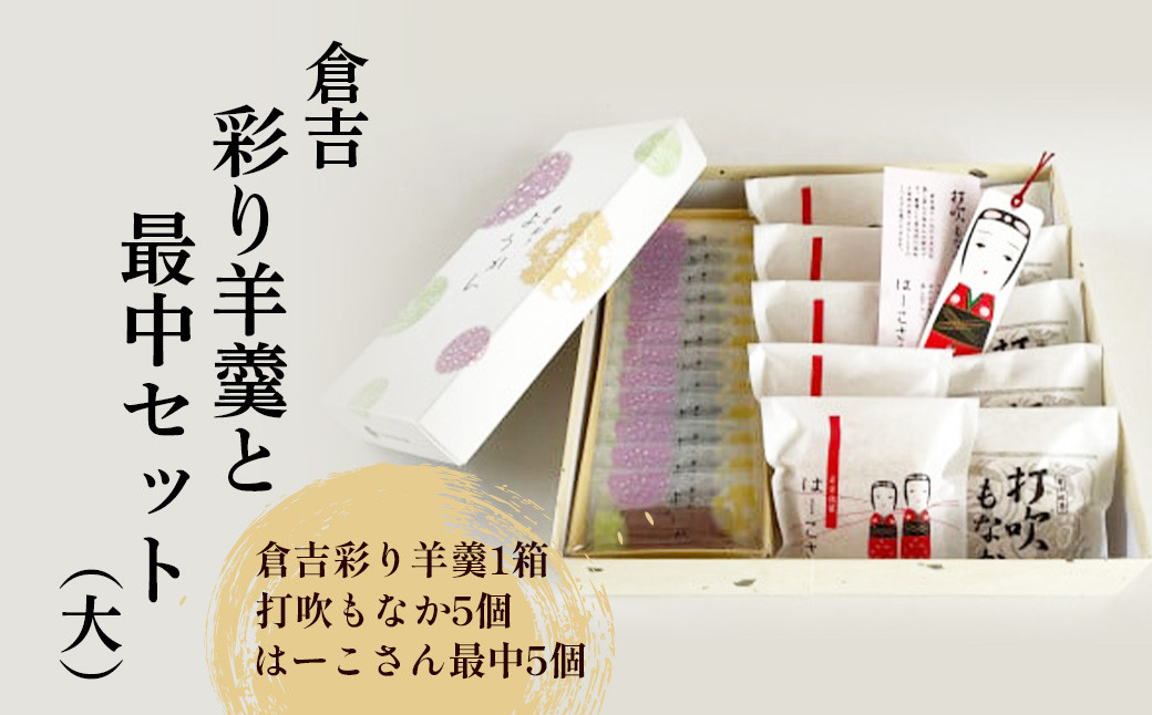 
                  倉吉彩り羊羹と最中セット（大） ようかん 羊羹 もなか 最中 つぶあん あんこ 鳥取県 倉吉市
                