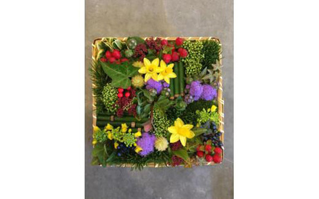 季節の花弁当（生花アレンジメント）ボックスフラワー CH01-FN
