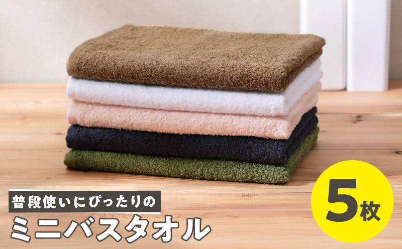 G2234 【特別寄附金額】普段使いにぴったり ミニバスタオル 5枚【泉州タオル 国産 吸水 たおる 普段使い 無地 シンプル 日用品 家族 ファミリー スピード発送】