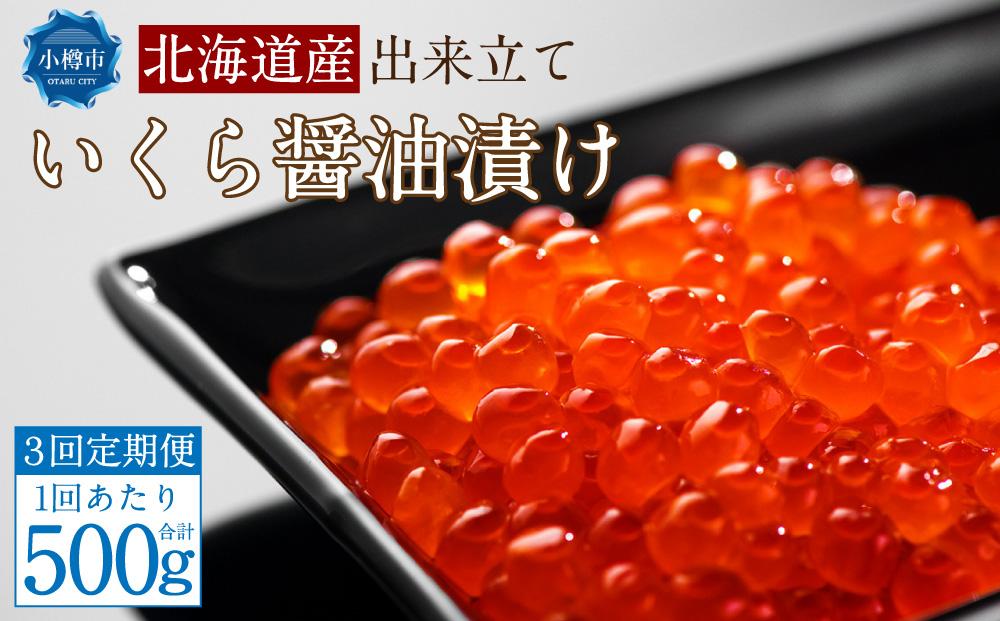 【3回定期便】北海道産 出来立て いくら醤油漬け 250gx2パック 合計500g いくら イクラ
