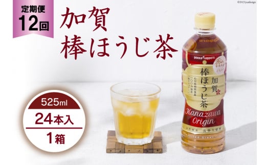 12回 定期便 お茶 ペットボトル 加賀 棒ほうじ茶 525ml 24本 1箱 総計288本 [油谷製茶 石川県 宝達志水町 38600766] ほうじ茶  おちゃ 茶 ちゃ ２４本 500ml 以上 飲料 ドリンク ソフトドリンク 常温 保存 備蓄 常備品 災害 非常用