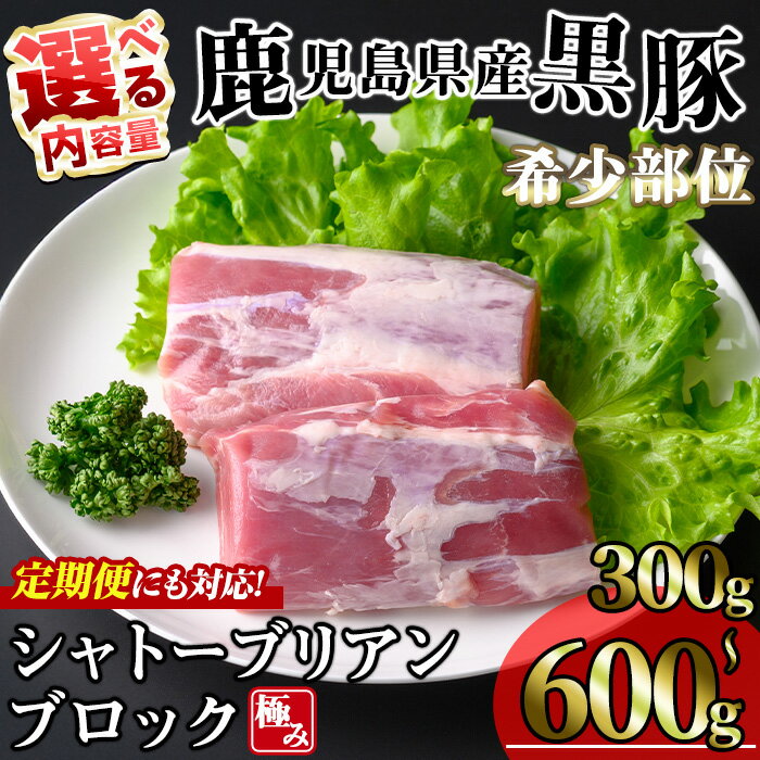 【ふるさと納税】＜お届け回数・内容量が選べる！＞かごしま味わい黒豚希少部位 極みシャトーブリアン (300g・600g / 定期便 全3回 計900g) 黒豚 鹿児島県産 豚 冷凍 ヒレ ブロック ヒレ肉 シャトーブリアン 定期配送【KNOT】