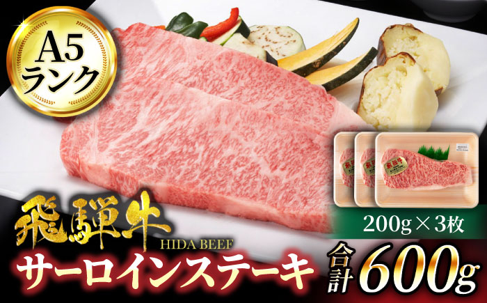 
＜A5ランク＞飛騨牛サーロインステーキ 200g×3枚【有限会社マルゴー】牛肉 和牛 国産 [MBE059]
