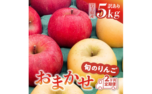 
【定期便/2ヶ月】りんご 訳あり 品種おまかせ 5kg (計10kg) 旬のりんご2種類以上 サンふじ シナノゴールド 王林 はるか 奥州ロマン 陽光
