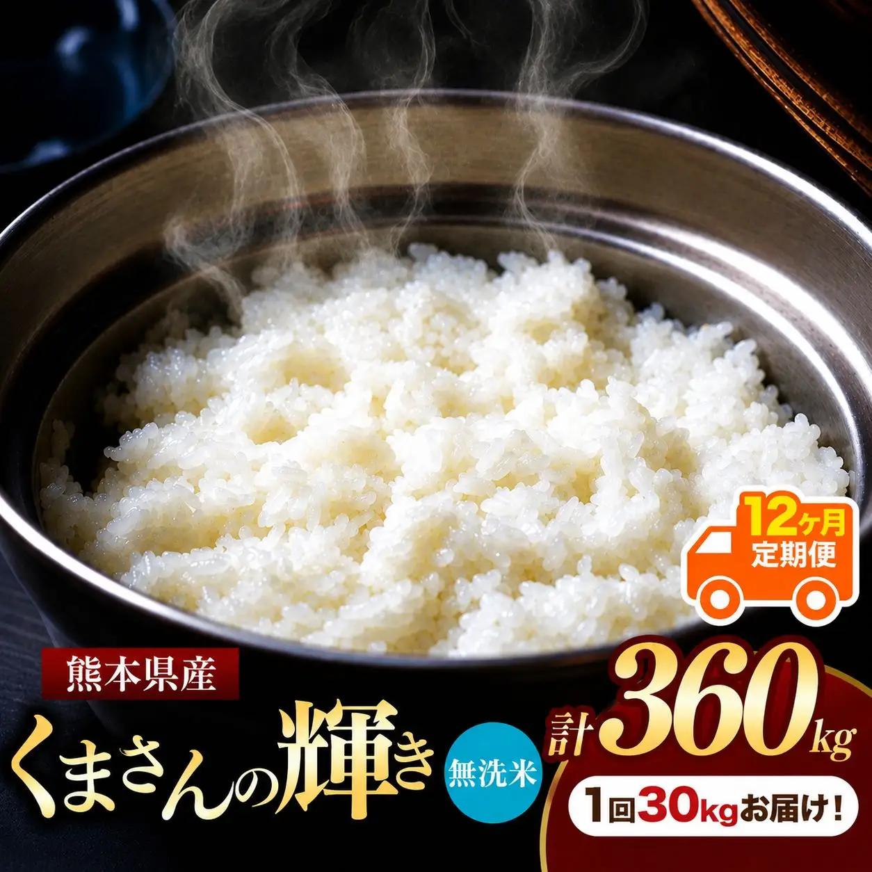 【 定期便 12回 】 R7年産 熊本県産 無洗米 くまさんの輝き 30kg