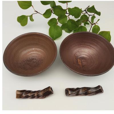 ふるさと納税 備前市 備前焼飯茶碗・箸置き2個セット(登り窯)