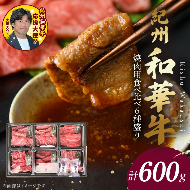 【ふるさと納税】母の日 父の日 紀州和華牛 焼肉用 食べ比べ 6種盛り リブロース サーロイン 肩ロース モモ バラ 肩 各100g 計600g 肉 牛肉 熟成肉 新ブランド 黒毛和牛 旨味 凝縮 あっさり ヘルシー ビタミンE 食品 グルメ 冷凍 お取り寄せ 和歌山県 湯浅町 送料無料
