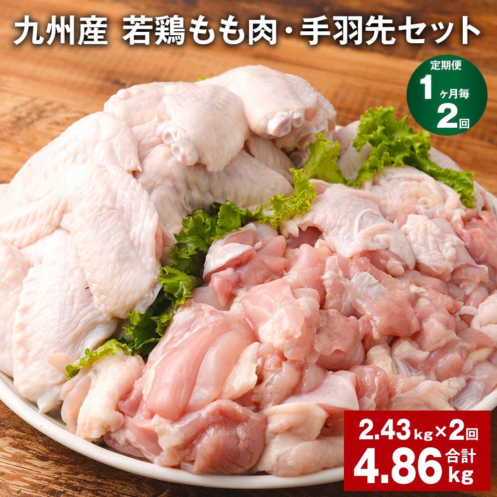 【ふるさと納税】【定期便】【1ヶ月毎2回】九州産 若鶏もも肉・手羽先セット 計4.86kg（2.43kg×2回）鶏肉 肉 鶏 手羽 唐揚げ 詰め合わせ セット 冷凍 九州 国産 熊本県 菊池市 送料無料《お申し込みの翌月から出荷》