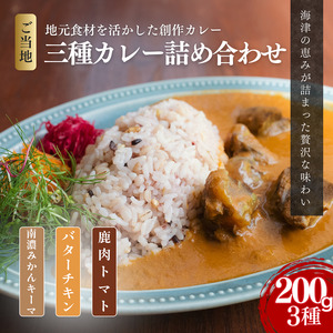 カレー詰合せ ご当地三種 南濃みかん バターチキン 鹿肉トマト カレー詰合せ【3種】
