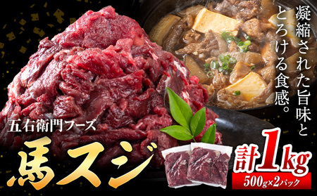 馬肉 馬スジ 500g × 2パック 1kg 五右衛門フーズ 《60日以内に出荷予定(土日祝除く)》 熊本県 球磨郡 山江村 馬肉 肉 国産 スジ カレー 煮込み おでん おかず 送料無料