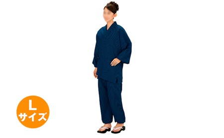 伝印　作務衣　　（ドット柄 綿100%)　紺・L 民芸品 工芸品 
