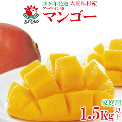 【ふるさと納税】【2026年発送】大宜味村産 アーウィン種マンゴー　家庭用1.5キロ以上 フルーツ 果物 くだもの 果実 沖縄 大宜味村 食べ物 国産 南国 県産 産地直送 家庭用 まんごー トロピカル 送料無料 甘味 スイーツ お取り寄せ デザート マンゴー