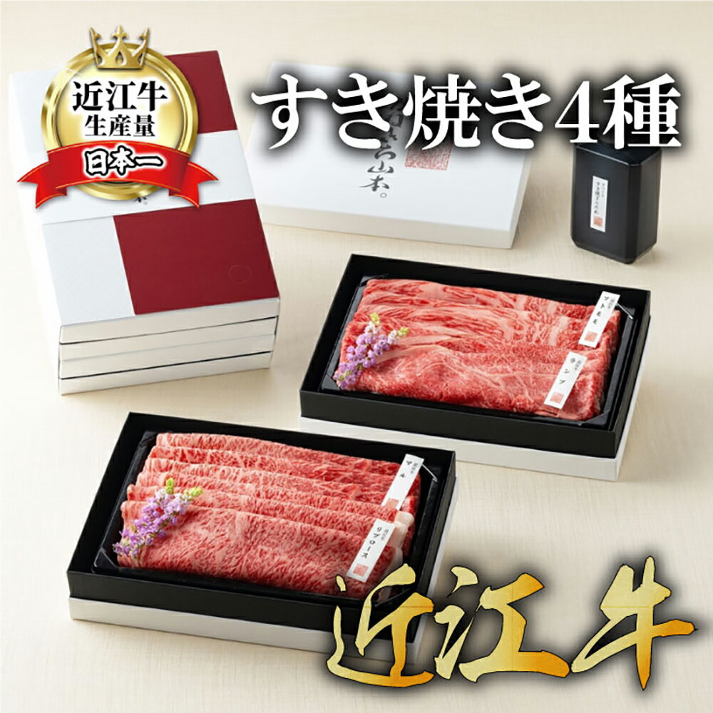【ふるさと納税】【カネ吉山本】近江牛【雅】すき焼き4種2段重 （1段300g） 計600g 赤身と霜降りの2段重 牛肉 国産 ブランド牛 冷凍