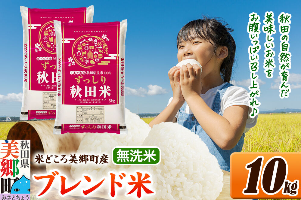 米 ブレンド米【無洗米】精米 10kg（5kg×2袋）秋田県美郷町産 [5kg袋 お米 こめ ご飯 ごはん 米どころ 秋田県産 美郷町]