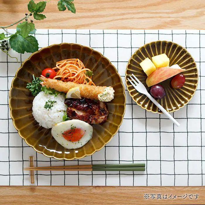 【波佐見焼】花しのぎ ペア 大皿・取皿 (織部・鶯茶) 食器 皿 【団陶器】 [PB19] 波佐見焼