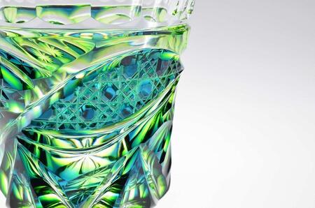 島津薩摩切子　与論町オリジナル二色冷酒杯　蒼黄緑 | 伝統工芸品 薩摩切子 切子 グラス 薩摩切子 冷酒 晩酌 グラス 薩摩切子 グラス ギフト 人気 おすすめ 与論町 限定 薩摩切子