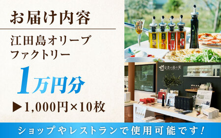 絶品オリーブオイルを江田島で！ 『江田島オリーブファクトリー』 商品券 1万円分（1000円分×10枚） オリーブオイル ドレッシング 食用油 ギフト 簡単 レシピ 国産 広島県産 江田島市/山本倶楽