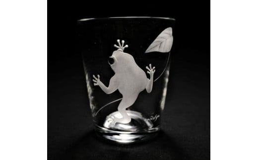 【東條 裕志 作】グラス「かえる」　サンドブラスト工法