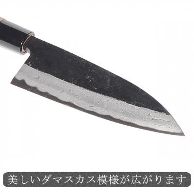 ふるさと納税 香美市 【土佐打刃物】出刃包丁 黒打ち仕上げダマスカス 両刃 刃長15cm |  | 01