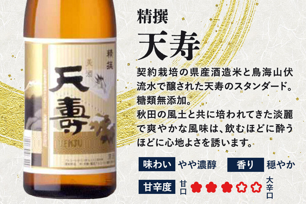 《定期便9回》日本酒 天寿 精撰 720ml 計18本（2本×9回お届け） [日本酒 酒 お酒 天寿 精撰 天寿酒造 秋田県産]