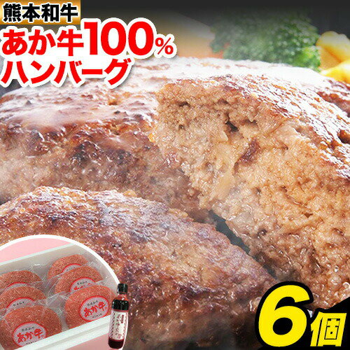 【ふるさと納税】あか牛 100% ハンバーグ 合計約720g 約120g×6個 あか牛のたれ200ml付き 和牛 赤牛 2018年度日本ギフト大賞熊本賞受賞 おかず 惣菜 熊本県産 九州産 国産 冷凍 送料無料《90日以内に出荷予定(土日祝除く)》