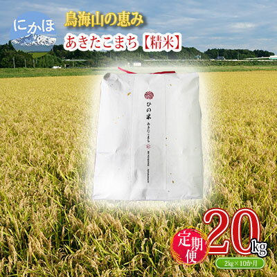 【ふるさと納税】米 お米 《定期便》2kg×10ヶ月 鳥海山の恵み！秋田県産 あきたこまち ひの米（精米）計20kg（2kg×10回連続）　 お米 精米 美味しい 寒暖差 神宿る里の米 自然 無病息災 悪疫退散 ご利益 祝い