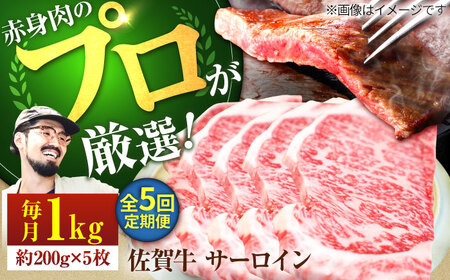 【5回定期便】佐賀牛 サーロインステーキ 1kg  / ステーキ  [IAH169]