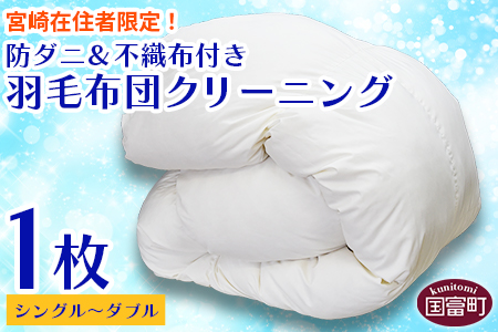 【宮崎県在住者限定】＜防ダニ＆不織布付き 羽毛布団クリーニング1枚＞メールにてクーポン番号をお送りいたします【a0630_st】