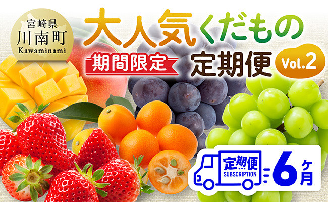 
            ※期間限定※【6ヶ月定期便】大人気くだもの定期便Vol.2 【 川南町産 くだもの いちご イチゴ きんかん マンゴー シャインマスカット ピオーネ  】
          