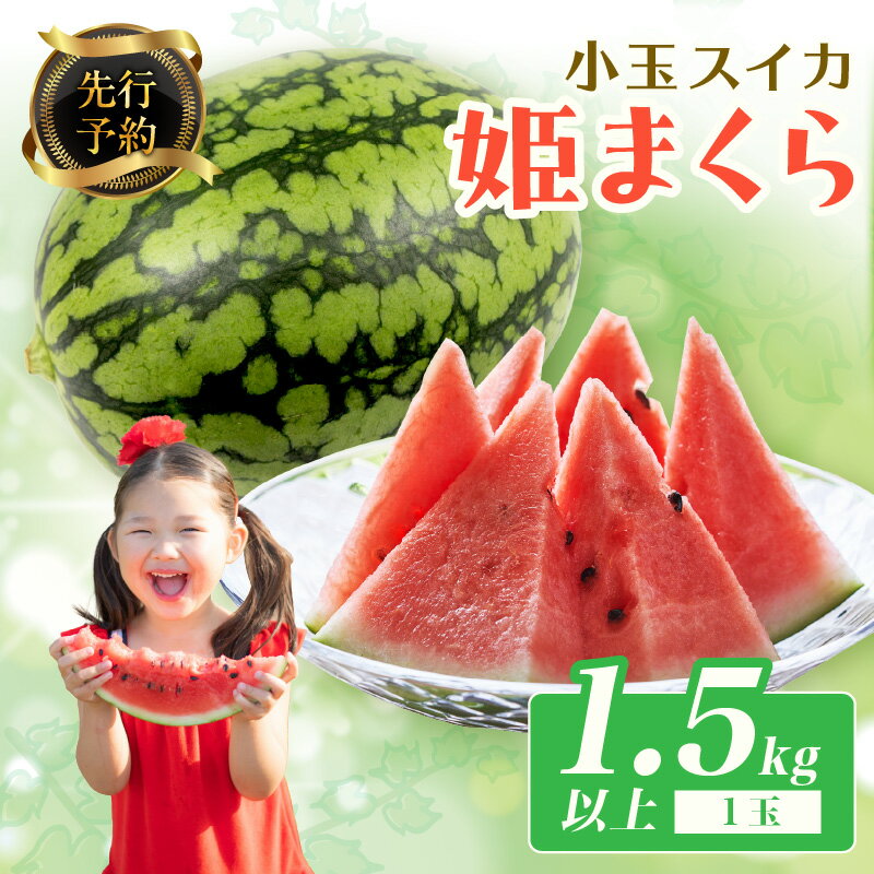 【ふるさと納税】2026夏発送【先行予約】小玉スイカ 姫まくら 1玉（1.5kg以上）（2026年7月上旬～発送）　果物 くだもの すいか スイカ 西瓜 甘い ふるさと納税 スイカ ふるさと納税 フルーツ ふるーつ 農家直送 果樹園直送 生産者応援 農家応援 送料無料