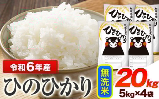 令和6年産 ひのひかり 無洗米 20kg 《7-14日以内に出荷予定(土日祝除く)予定》 熊本県産 無洗米 精米 ひの 送料無料 熊本県 山江村