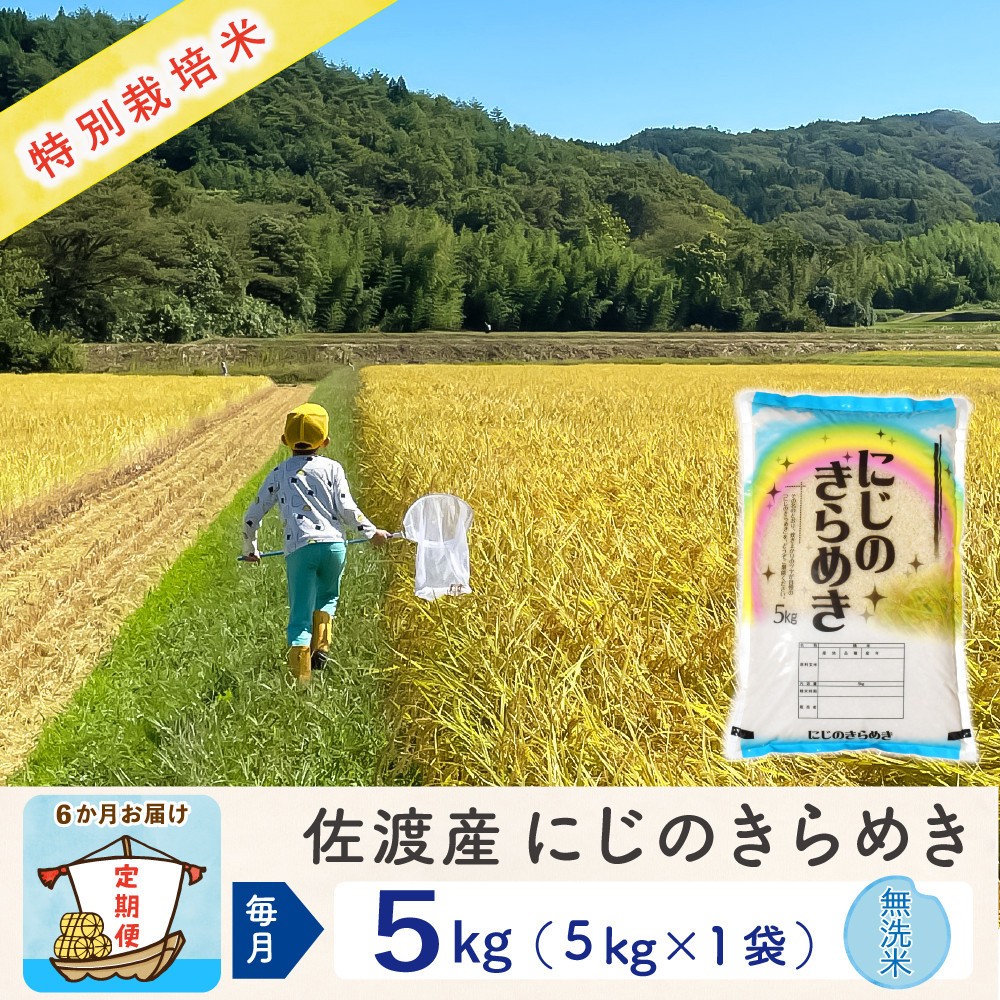 【令和8年産新米 6ヶ月】佐渡島産にじのきらめき 無洗米 5kg 特別栽培米195962-3523