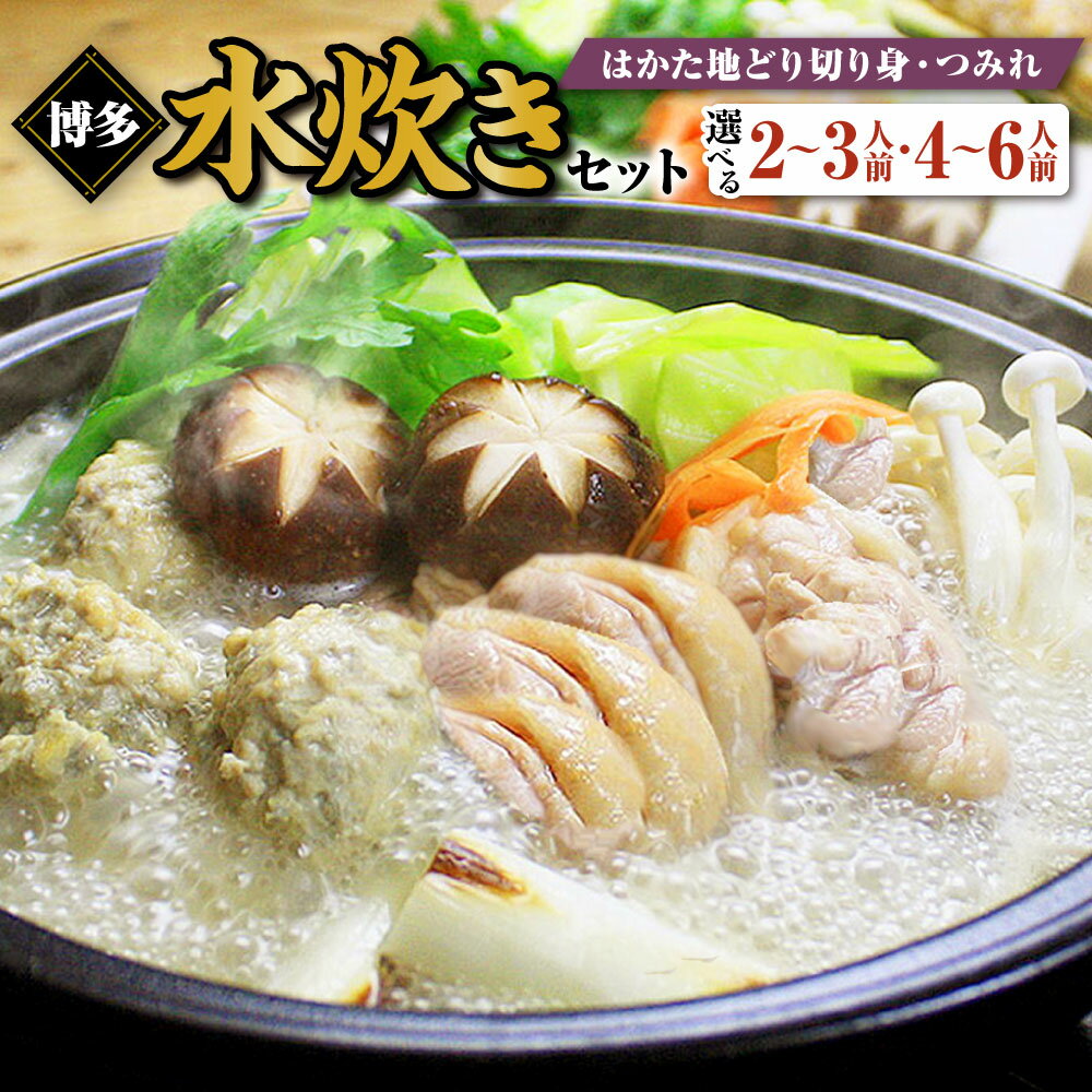 【ふるさと納税】博多水炊き はかた地どり 切り身・つみれ セット 〈選べる〉 2～3人前 または 4～6人前 水炊き 鍋 なべ 地どり 鶏ガラスープ セット 柚子胡椒 博多名物 郷土料理 鶏団子 ヘルシー 福岡県 送料無料