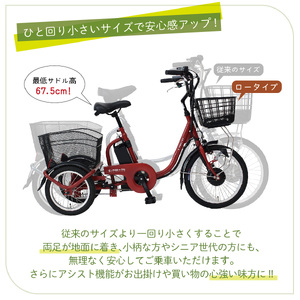 電動アシスト 三輪自転車 三輪車 大人用 18インチ シニア 高齢者 カゴ付き 3輪  ロータイプ 低床サドル 安定 通院 買い物 免許返納 ギフト プレゼント 人気 安心 安全 ミムゴ イーパートン