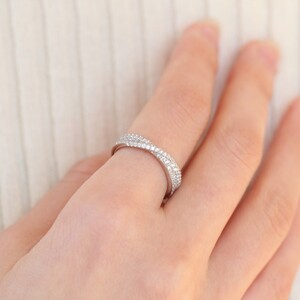 ダイヤモンドリボン型PT950リング69pc total0.44ct 【S-5725】