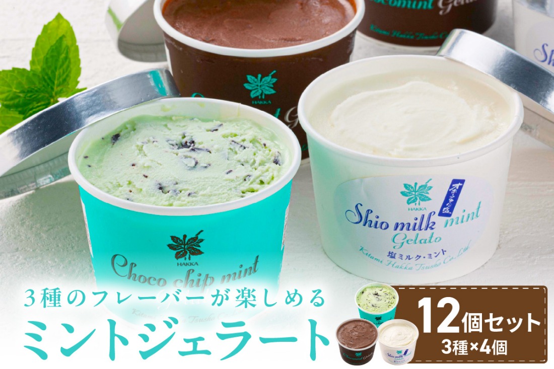 ミントジェラート カップ 3種×4個 ( ジェラート アイス アイスクリーム ハッカ チョコ ミント ミントアイス スイーツ チョコチップミント カカオ カップアイス ふるさと納税 )【007-0039】