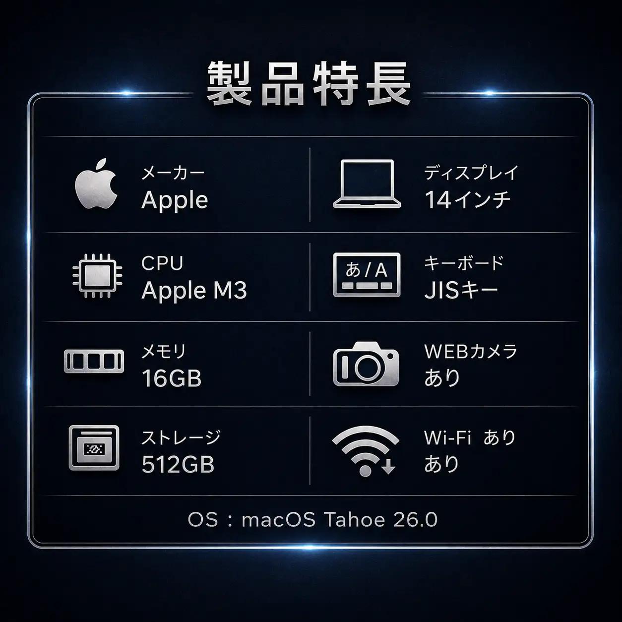 【整備済｜法人リースアップ品】MacBook Pro 14インチ M3 / 16GB / 512GB｜良好コンディション・動作確認済｜★化粧箱付き【現品限り】 529-01