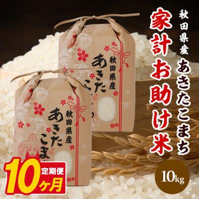 ふるさと納税 八郎潟町 【毎月定期便】あきたこまち 家計お助け米 10kg(5kg×2袋)【白米】 秋田県産全10回