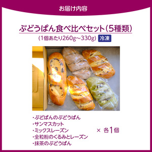 ぶどうぱん食べ比べセット（5本） _ ぶどうぱん 専門店 ぶどぱん 食べ比べ 5本 ぶどぱんのぶどうぱん サンマスカット 全粒粉のくるみとレーズン ミックスレーズン 抹茶 レーズン しっとり もっちり