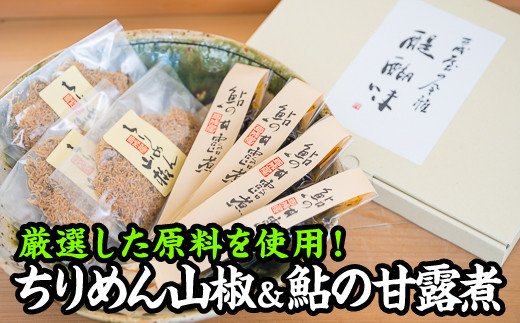 【ふるさと納税】 手作り 鮎の甘露煮&ちりめん山椒セット 厳選 川魚 甘露煮 ご飯のお供 惣菜 魚介 煮 おつまみ 鮎 あゆ しらす シラス ちりめん じゃこ チリメンジャコ グルメ 真空 真空パック 国産 正月 お祝い おせち料理 歳暮 贈り物 瓶 袋 小分け 小分 手作り KA-32